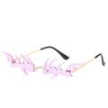 Futuristic flame-shaped rimless sunglasses with purple lenses and gold metal frame - Ready Stock / Standard (Incl. 13% VAT) Gold Frame Purple Lenses