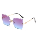 Lunettes de soleil sans monture avec verres dégradés violets et branches dorées - Monture Dorée Verres Violet Bleu