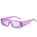 Modische lila transparente rechteckige Sonnenbrille mit Diamantinlay für Damen - Violetter Rahmen / Violette Gläser