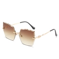 Lunettes de soleil sans monture avec verres dégradés marron et branches en métal doré - Monture Dorée Double Thé