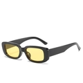 Lunettes de soleil rétro à monture ovale noire et verres jaunes transparents - Monture Noire Verres Jaunes