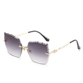 Frameless sunglasses with grey gradient lenses and wavy cut edges in a gold metal frame - Ready Stock / Regular (Includes 13% VAT) Gold Frame with Gradient Grey Lenses