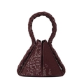 Minimalist burgundy faux snake skin tote bag with a unique triangular geometric shape - Red