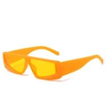 Quadratische orangefarbene Sonnenbrille mit gelben Gläsern und glitzernden Diamanten - Gelber Rahmen Gelbe Gläser