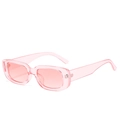 Petites lunettes de soleil roses rétro avec montures transparentes et design rectangle - Monture Rose / Verres Roses