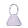 Light purple triangular handbag with snakeskin texture and thick braided top handle - Purple