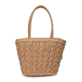 Borsa tote in paglia intrecciata naturale capiente per vacanze al mare e giornate estive - Cachi