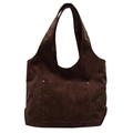 Borsa tote in velluto a coste marrone con tasca frontale e rivetti metallici per donna - Marrone