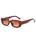Lunettes de soleil rectangulaires rétro avec monture marron rouge et verres bruns - Monture Thé Verres Thé Dégradé