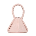 Pink triangular handbag with snakeskin pattern and chunky braided handle for women - Pink