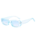 Lunettes de soleil ovales rétro avec verres bleu clair et monture en plastique élégante - Monture Bleue Transparente Verre Bleu