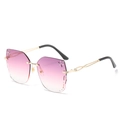 Oversized rimless butterfly sunglasses with purple gradient lenses and rhinestone accents - Gold Frame Gradient Purple