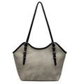 Borsa tote grigia texture marmo con cinturini neri in pelle e logo WWTC stampato - Cachi