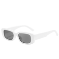 Lunettes de soleil rétro avec monture rectangulaire blanche et verres gris foncé UV - Monture Blanche Verres Gris
