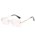 Square rimless blue light blocking glasses with rose gold metal and black temples - Rose Gold (Anti-Blue Light)