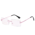 Occhiali quadrati senza montatura minimalisti con ponte in metallo rosa e lenti chiare - Viola (Luce Blu)