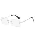 Occhiali quadrati senza montatura minimalisti con stanghette in metallo argento - Argento (Luce Blu)
