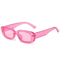 Lunettes de soleil ovales rétro avec monture rose transparent tendance et verres assortis - Monture Violet Brillant Verres Violets