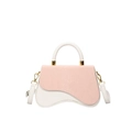 Borsa box chic rosa e bianca con trama a serpente e design della base a onde - Bianco