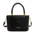Sac à bandoulière boîte noir classique avec texture cuir et poignée supérieure - Noir