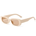 Lunettes de soleil ovales vintage avec monture crème épaisse et verres bruns - Monture Beige Verres Thé Clair