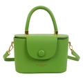 Sac bandoulière vert herbe structuré avec boucle dorée et poignée en cuir lisse - Vert