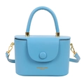 Sky blue fashion handbag with gold buckle and adjustable shoulder strap for women - Blue