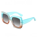 Lunettes de soleil carrées oversize dégradé bleu orange avec cristaux brillants - Monture Vert Thé Verres Gris Doubles