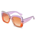 Lunettes de soleil carrées oversize avec strass et monture dégradée violette et orange - Monture Violet Orange Verres Dégradés Thé