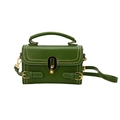 Grüne Handtasche mit Steinmuster aus mattem PU-Leder mit goldener Hardware und Nähten - Grün
