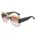 Square oversized rhinestone sunglasses with gradient lenses and glitter finish frame - Yellow Black Transparent Frame Double Grey Lens