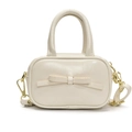 Mini borsa a tracolla color panna per bambine con fiocco e tracolla rimovibile - Bianco Sporco