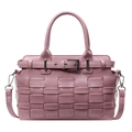 Borsa a tracolla intrecciata a mano rosa e viola con tracolla regolabile e fibbia in metallo - Rosa