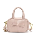 Mini pink shoulder bag for children featuring a leather bow knot and gold hardware - Pink