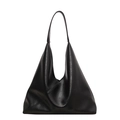 Borsa tote nera in ecopelle lucida dal design minimalista a forma di triangolo - Nero