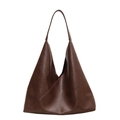 Borsa tote marrone scuro in ecopelle con tracolla larga e finitura testurizzata - Marrone