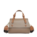 Borsa a mano in pelle kaki con tracolla larga a motivi geometrici alla moda - Cachi