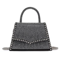 Sparkling rhinestone chain handbag with crystal handle and silver sphere strap in black - Silver
