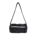 Sac cylindrique en denim noir délavé rétro avec détail de fermeture argentée - Noir