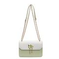 Borsa a tracolla a busta verde pallido e bianca con chiusura a gatto e catena dorata - Verde