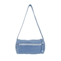Sac bandoulière tube en jean bleu clair avec fermeture éclair et détail de gland - Bleu