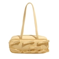Hellgelbe Retro Schultertasche mit mehreren dekorativen Schleifen und langen Trägern - Gelb