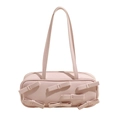 Hellrosa Schultertasche aus glänzendem Lackleder mit mehrfachen 3D-Schleifen-Details - Rosa
