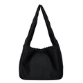 Borsa a spalla minimalista nera in rete con design tote funzionale e tracolla fissa - Nero