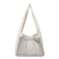 Borsa a tracolla plissettata design francese con rete traspirante in nylon beige - Bianco