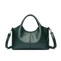 Deep green large hobo handbag with litchi texture and adjustable shoulder strap - Dark Green