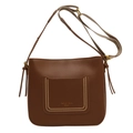 Bolso tipo cubo marrón retro con correa de jacquard ajustable y estampado de moda - Marrón