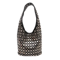 Black hobo shoulder bag featuring stylish silver metal rivet studs and trendy punk design - Black