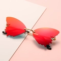 Fashionable butterfly sunglasses with red-orange gradient lenses and gold metal frames - Ready Stock / Gold Frame Red Lenses
