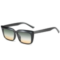 Lunettes de soleil carrées oversize avec monture noire et verres dégradés vert à orange - Monture Noire Verres Vert Jaune